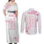 Custom Rugby Japan Couples Matching Off Shoulder Maxi Dress and Long Sleeve Button Shirt The Champion Brave Blossoms White Color - Wonder Print Shop