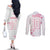 Custom Rugby Japan Couples Matching Off The Shoulder Long Sleeve Dress and Long Sleeve Button Shirt The Champion Brave Blossoms White Color - Wonder Print Shop