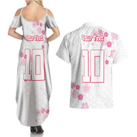 Custom Rugby Japan Couples Matching Summer Maxi Dress and Hawaiian Shirt The Champion Brave Blossoms White Color - Wonder Print Shop