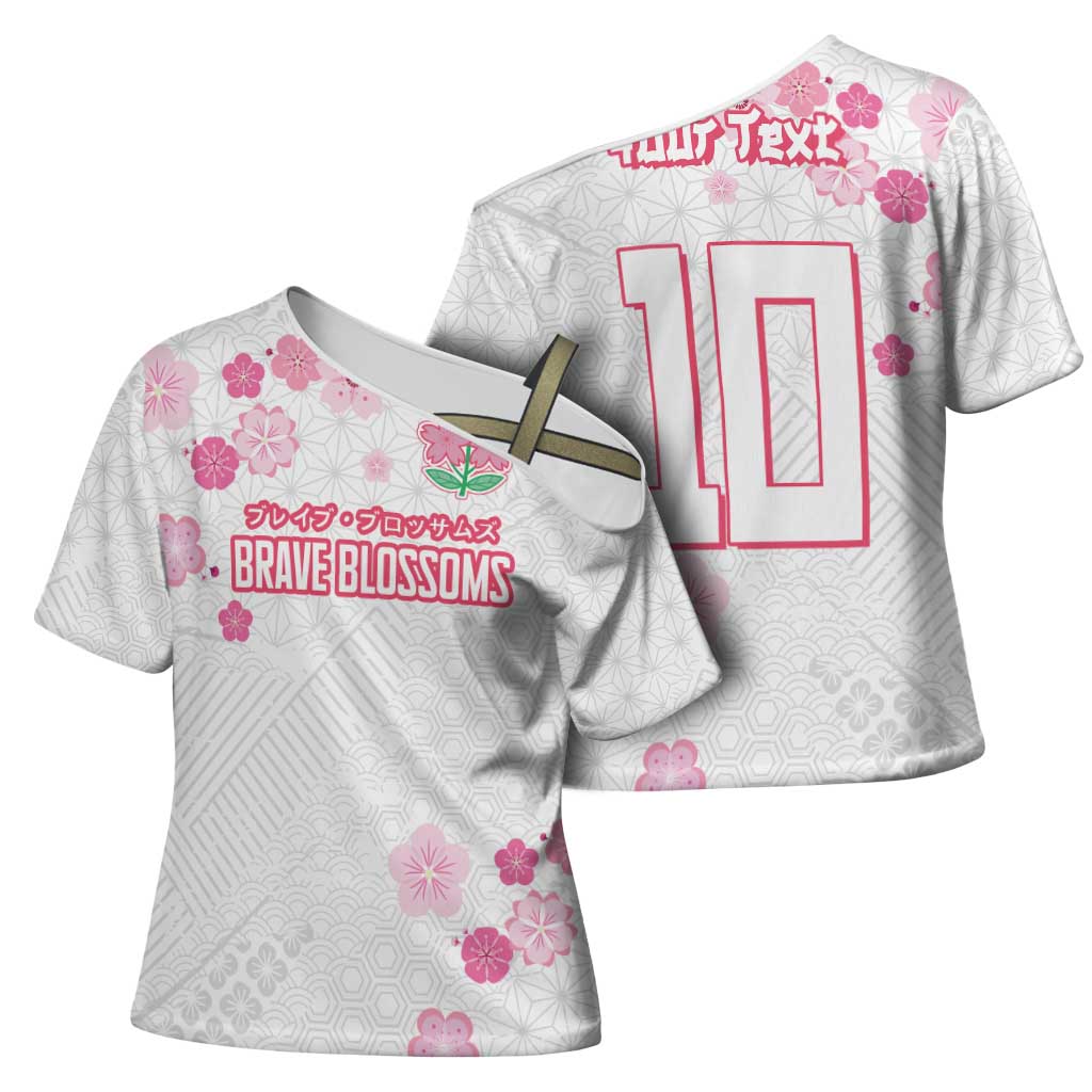 Custom Rugby Japan Cross Shoulder Shirt The Champion Brave Blossoms White Color - Wonder Print Shop