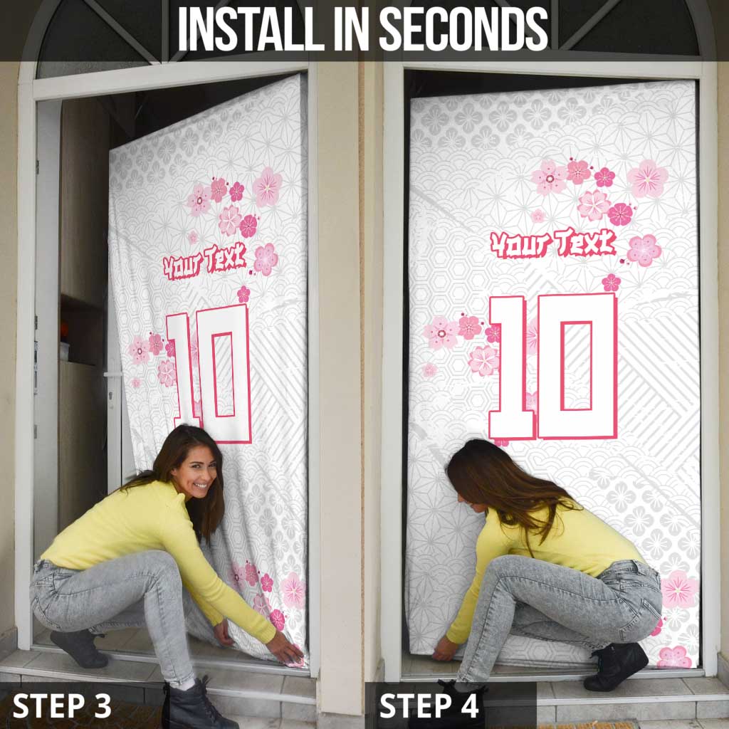 Custom Rugby Japan Door Cover The Champion Brave Blossoms White Color - Wonder Print Shop