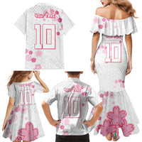 Custom Rugby Japan Family Matching Mermaid Dress and Hawaiian Shirt The Champion Brave Blossoms White Color - Wonder Print Shop