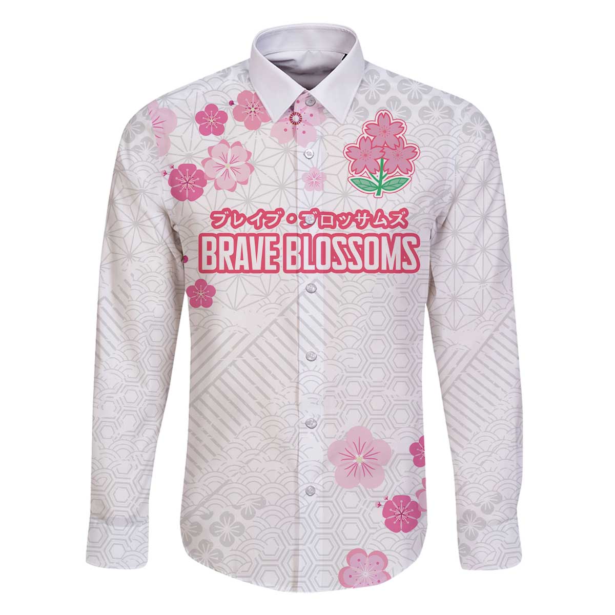 Custom Rugby Japan Family Matching Off The Shoulder Long Sleeve Dress and Hawaiian Shirt The Champion Brave Blossoms White Color - Wonder Print Shop