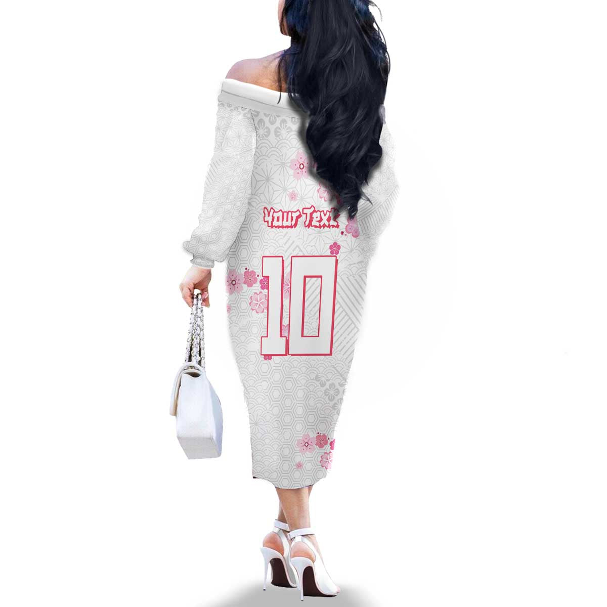 Custom Rugby Japan Family Matching Off The Shoulder Long Sleeve Dress and Hawaiian Shirt The Champion Brave Blossoms White Color - Wonder Print Shop