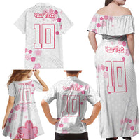 Custom Rugby Japan Family Matching Off Shoulder Maxi Dress and Hawaiian Shirt The Champion Brave Blossoms White Color - Wonder Print Shop