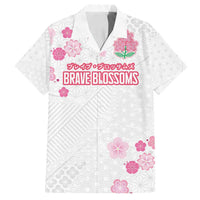 Custom Rugby Japan Family Matching Off Shoulder Short Dress and Hawaiian Shirt The Champion Brave Blossoms White Color - Wonder Print Shop