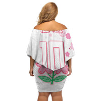 Custom Rugby Japan Family Matching Off Shoulder Short Dress and Hawaiian Shirt The Champion Brave Blossoms White Color - Wonder Print Shop