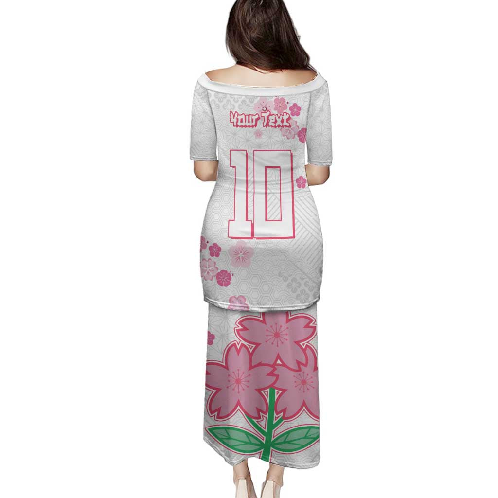 Custom Rugby Japan Family Matching Puletasi and Hawaiian Shirt The Champion Brave Blossoms White Color - Wonder Print Shop