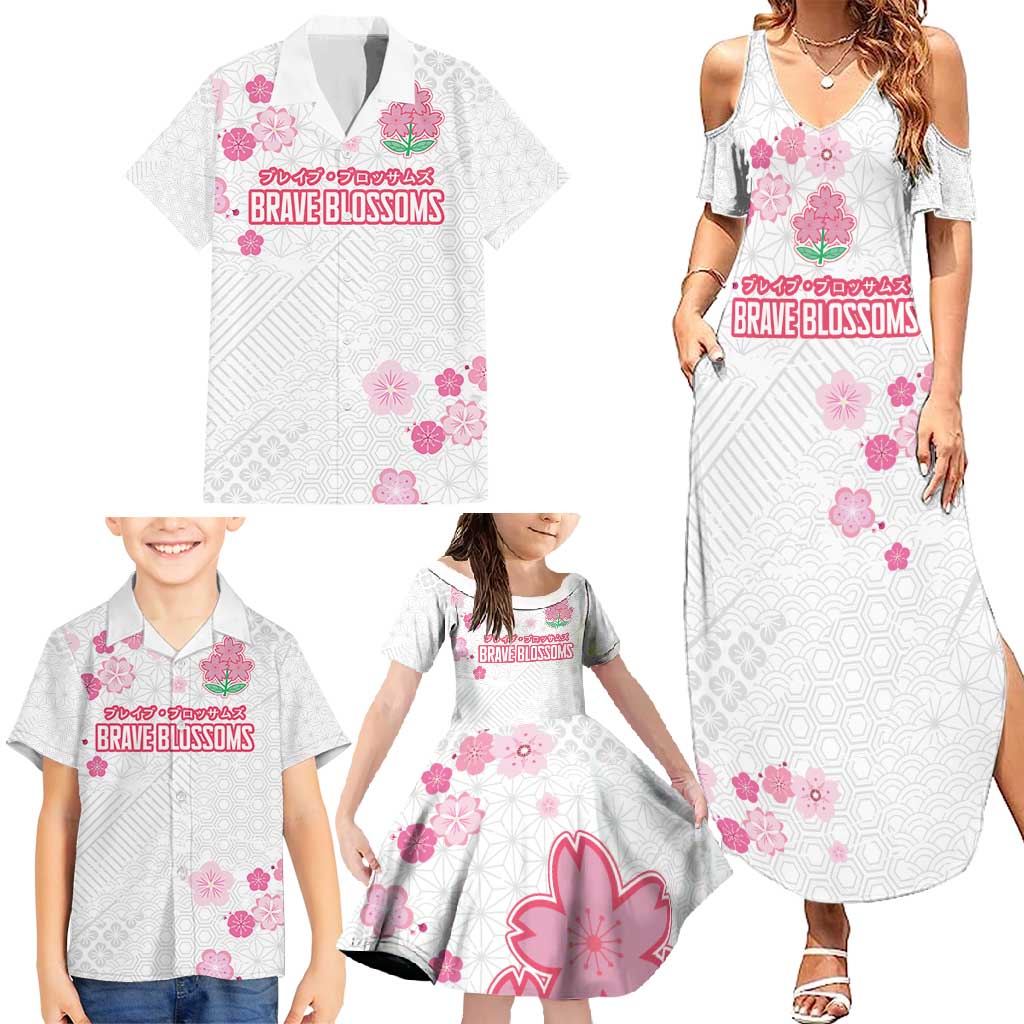 Custom Rugby Japan Family Matching Summer Maxi Dress and Hawaiian Shirt The Champion Brave Blossoms White Color - Wonder Print Shop