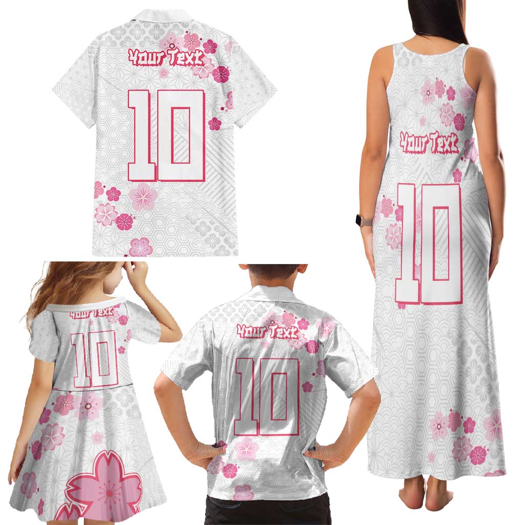 Custom Rugby Japan Family Matching Tank Maxi Dress and Hawaiian Shirt The Champion Brave Blossoms White Color - Wonder Print Shop