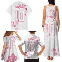 Custom Rugby Japan Family Matching Tank Maxi Dress and Hawaiian Shirt The Champion Brave Blossoms White Color - Wonder Print Shop