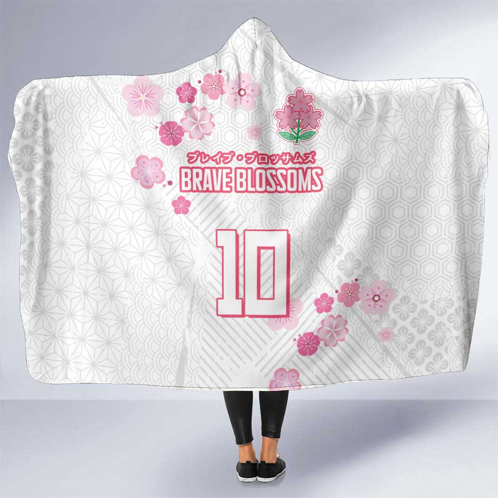 Custom Rugby Japan Hooded Blanket The Champion Brave Blossoms White Color - Wonder Print Shop