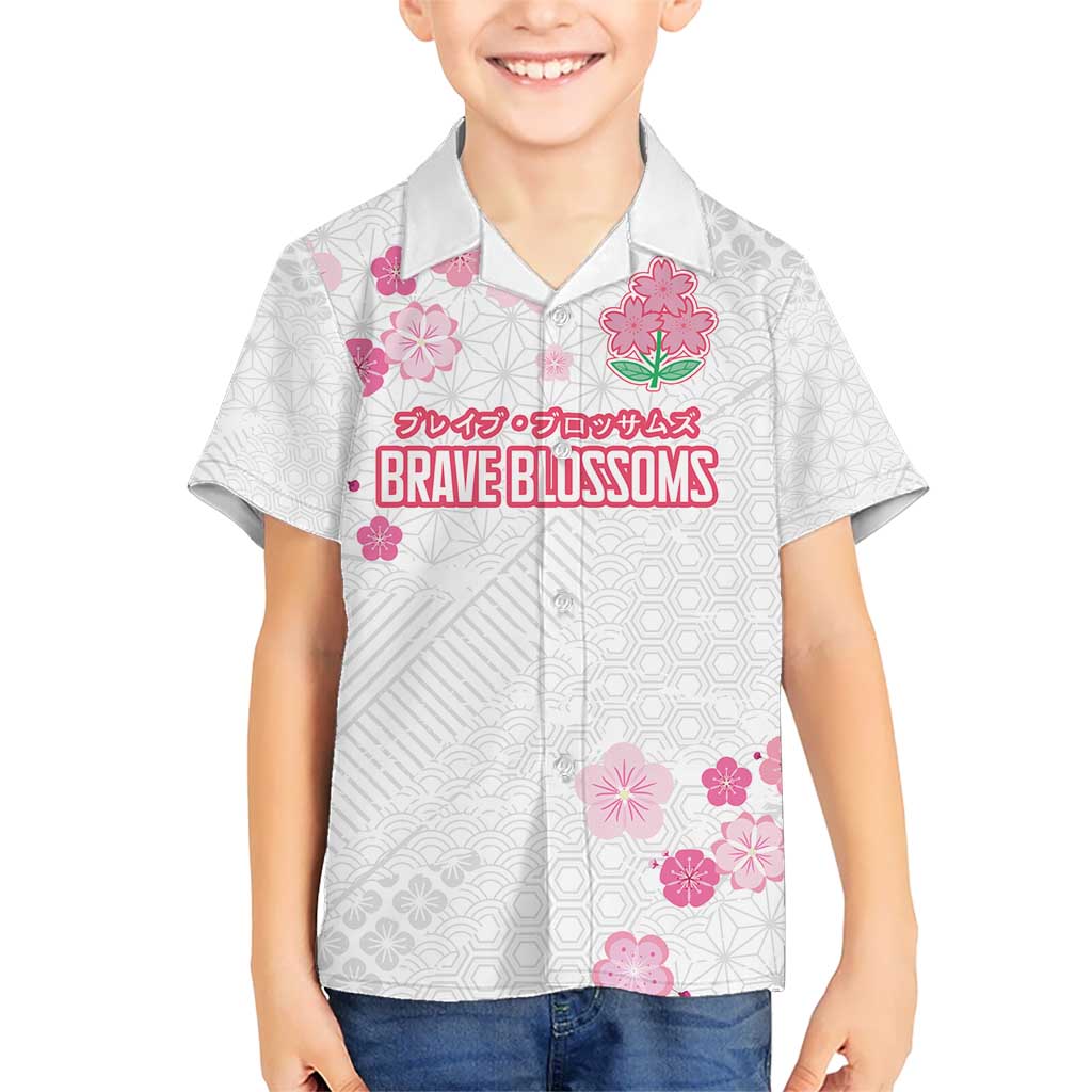Custom Rugby Japan Kid Hawaiian Shirt The Champion Brave Blossoms White Color - Wonder Print Shop