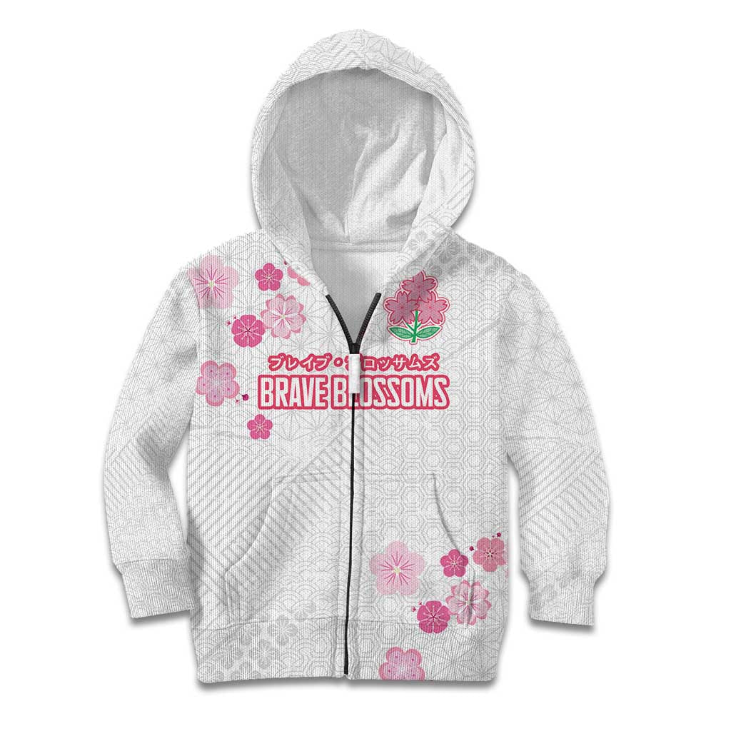 Custom Rugby Japan Kid Hoodie The Champion Brave Blossoms White Color - Wonder Print Shop
