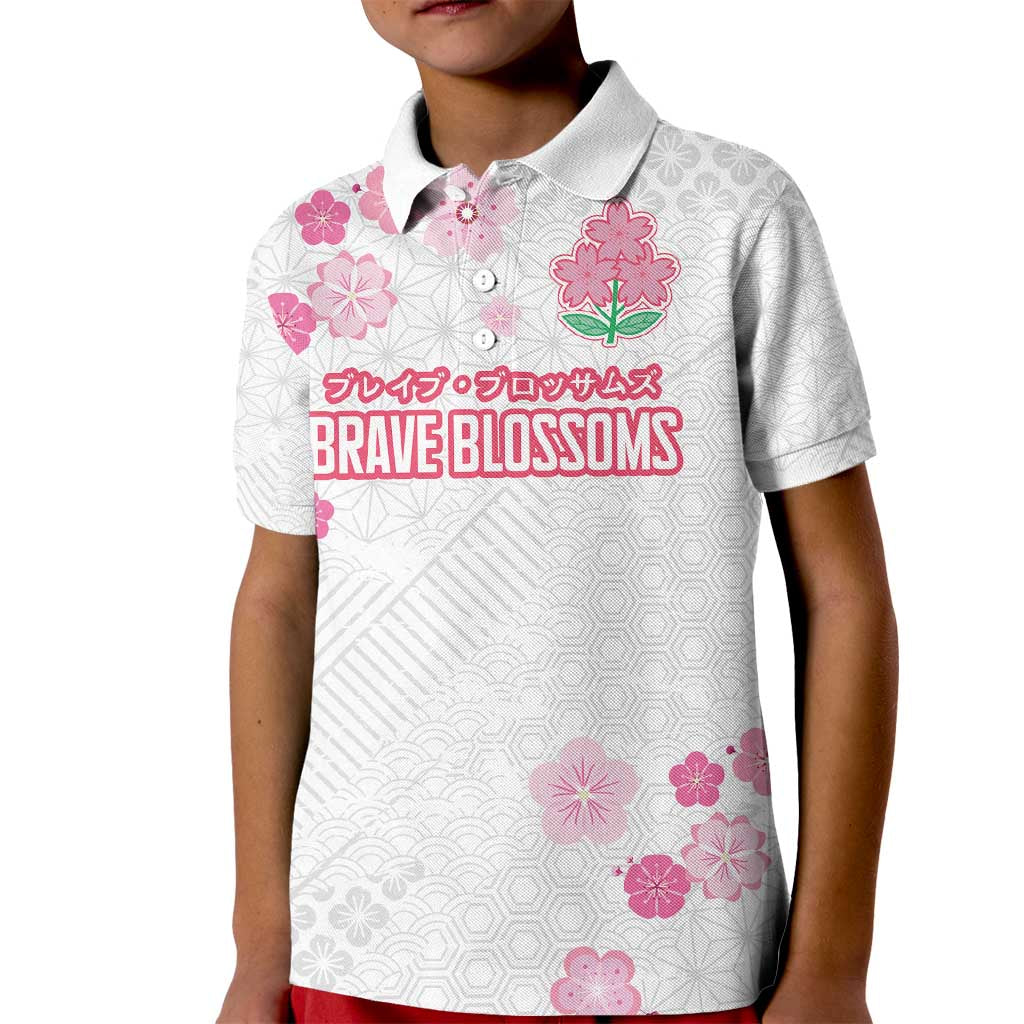 Custom Rugby Japan Kid Polo Shirt The Champion Brave Blossoms White Color - Wonder Print Shop
