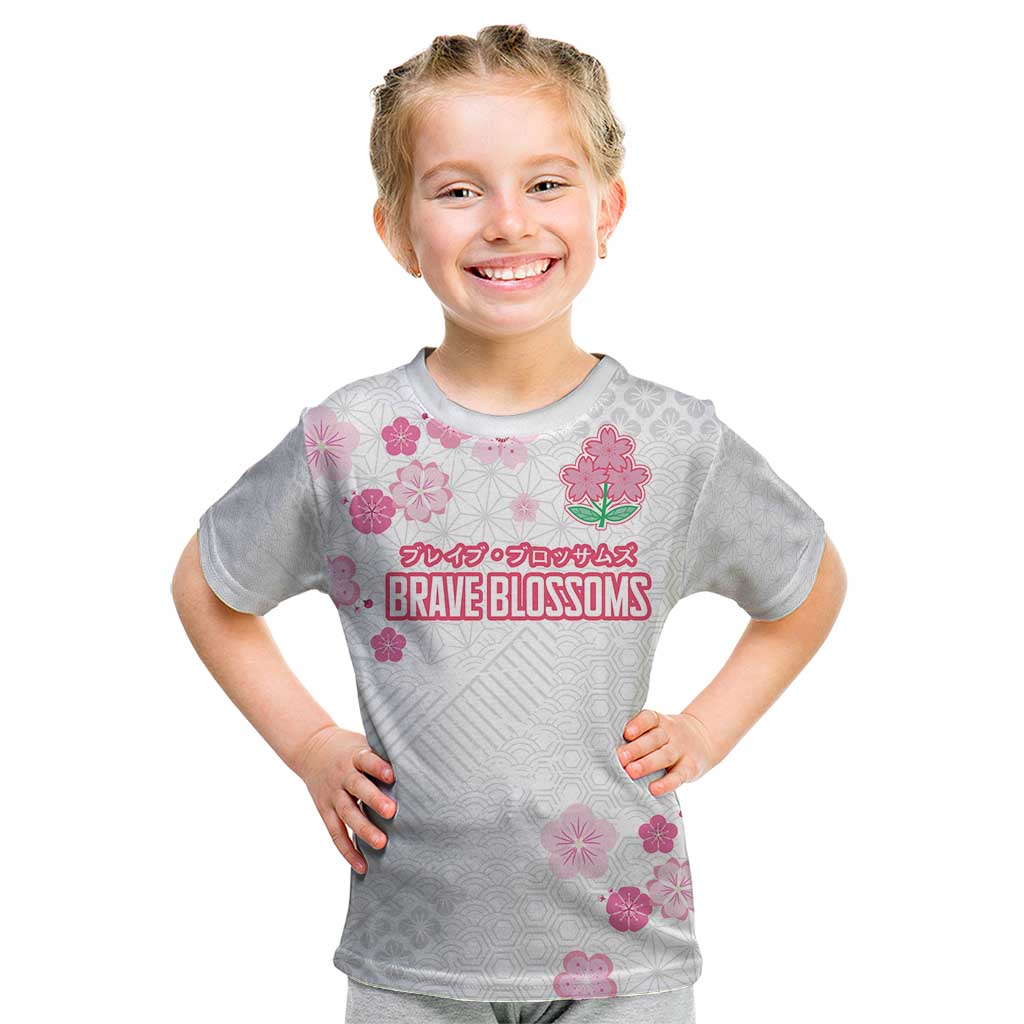 Custom Rugby Japan Kid T Shirt The Champion Brave Blossoms White Color - Wonder Print Shop