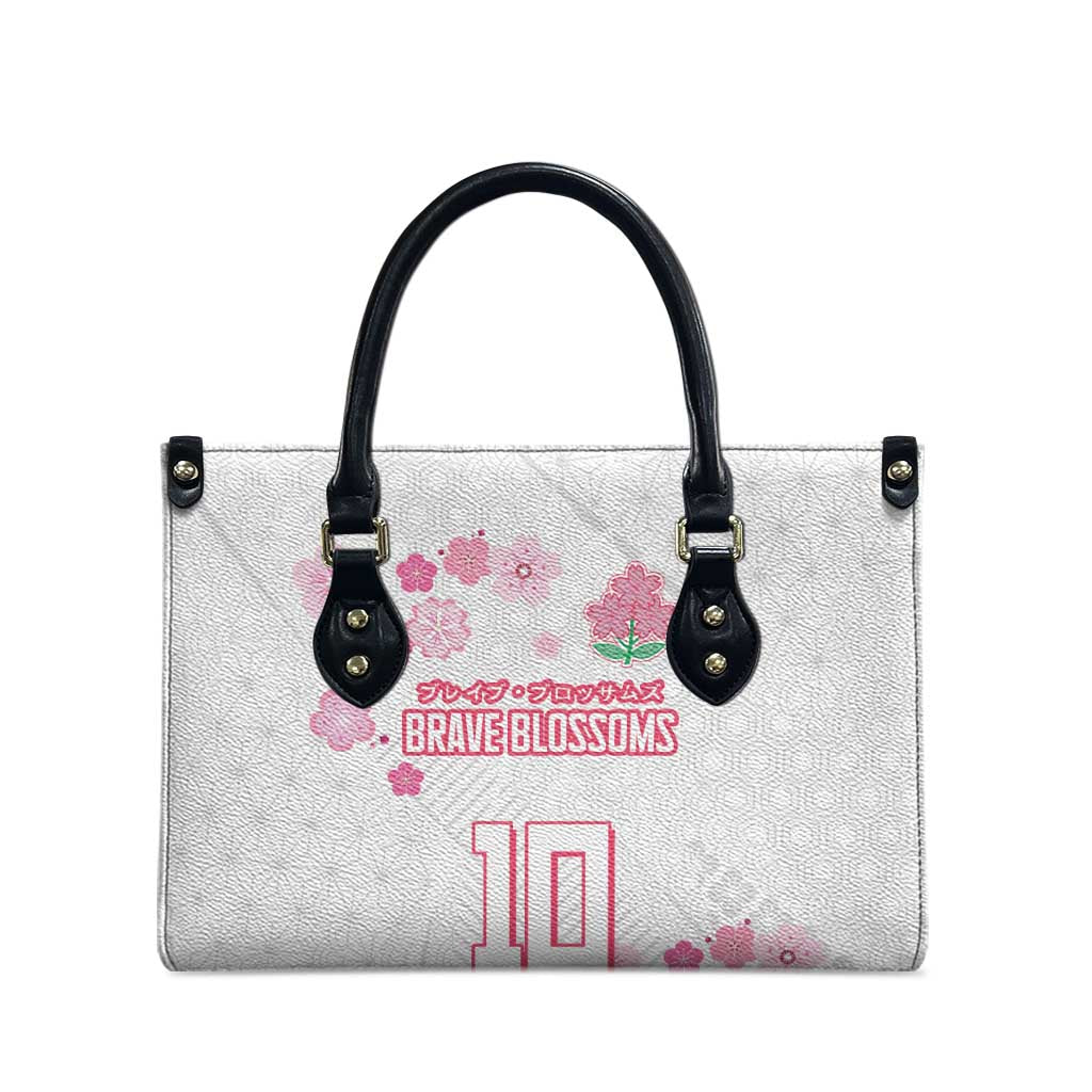 Custom Rugby Japan Leather Bag The Champion Brave Blossoms White Color - Wonder Print Shop