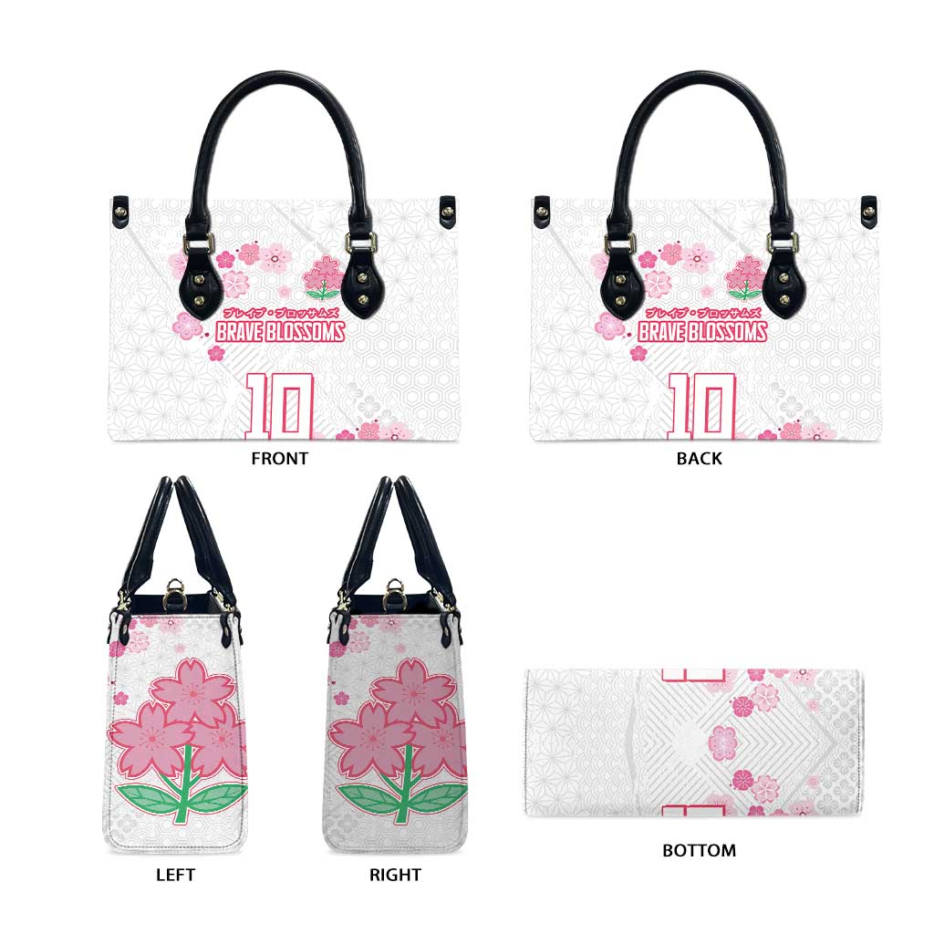 Custom Rugby Japan Leather Bag The Champion Brave Blossoms White Color - Wonder Print Shop
