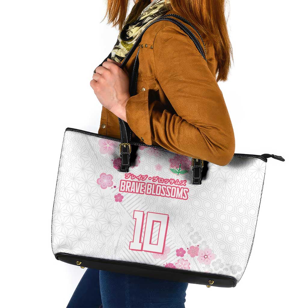 Custom Rugby Japan Leather Tote Bag The Champion Brave Blossoms White Color - Wonder Print Shop