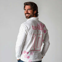 Custom Rugby Japan Long Sleeve Polo Shirt The Champion Brave Blossoms White Color - Wonder Print Shop