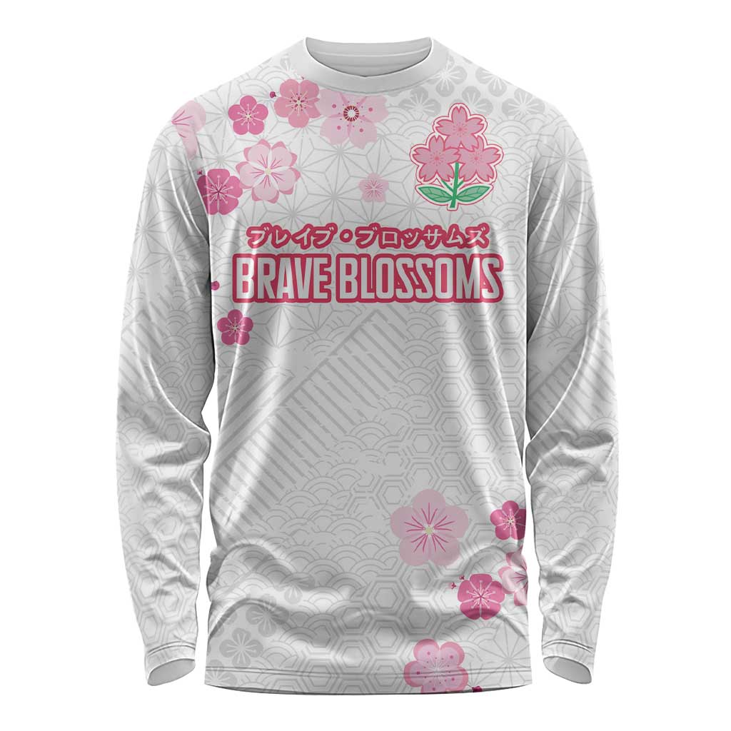 Custom Rugby Japan Long Sleeve Shirt The Champion Brave Blossoms White Color - Wonder Print Shop