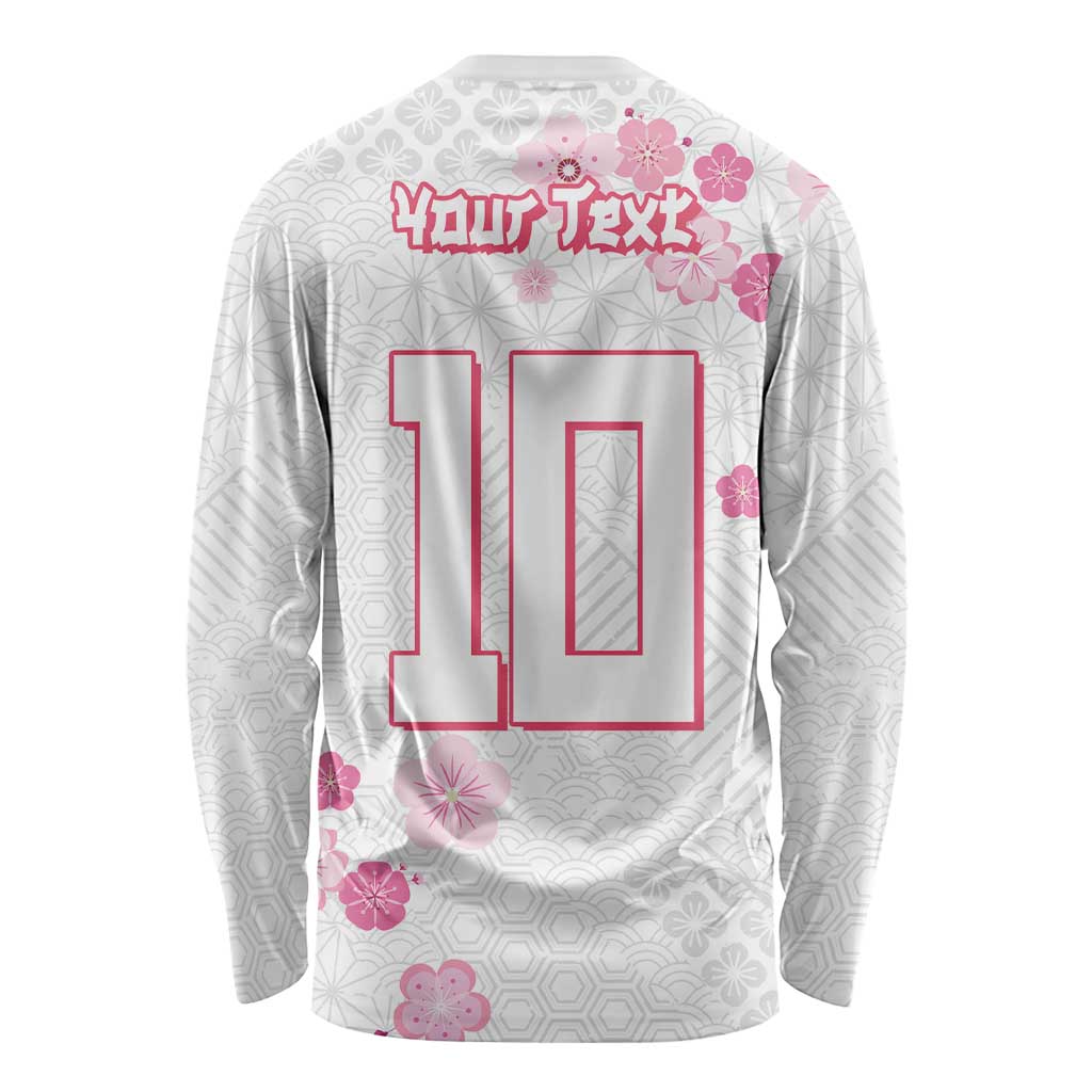 Custom Rugby Japan Long Sleeve Shirt The Champion Brave Blossoms White Color - Wonder Print Shop