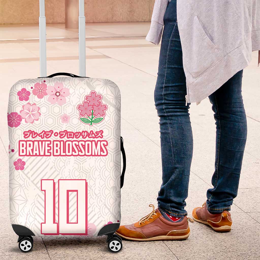 Custom Rugby Japan Luggage Cover The Champion Brave Blossoms White Color - Wonder Print Shop