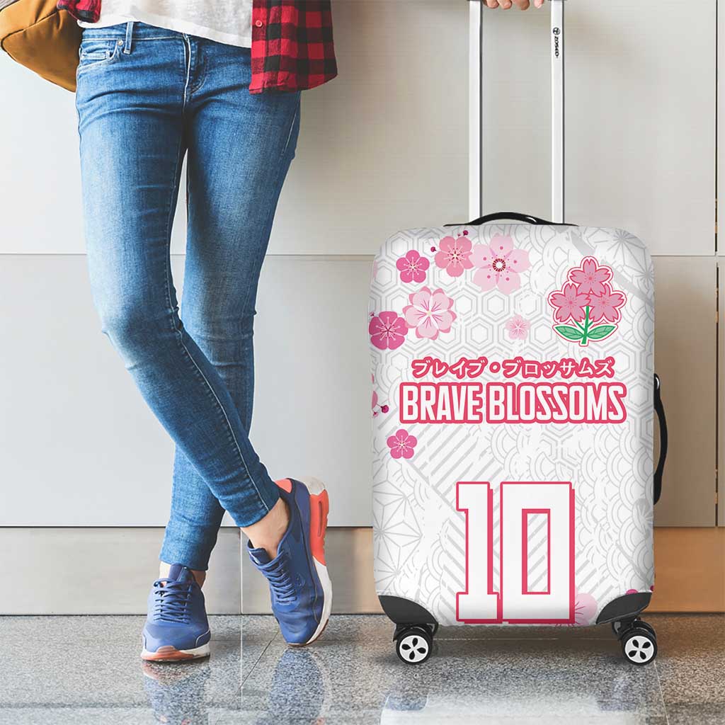 Custom Rugby Japan Luggage Cover The Champion Brave Blossoms White Color - Wonder Print Shop