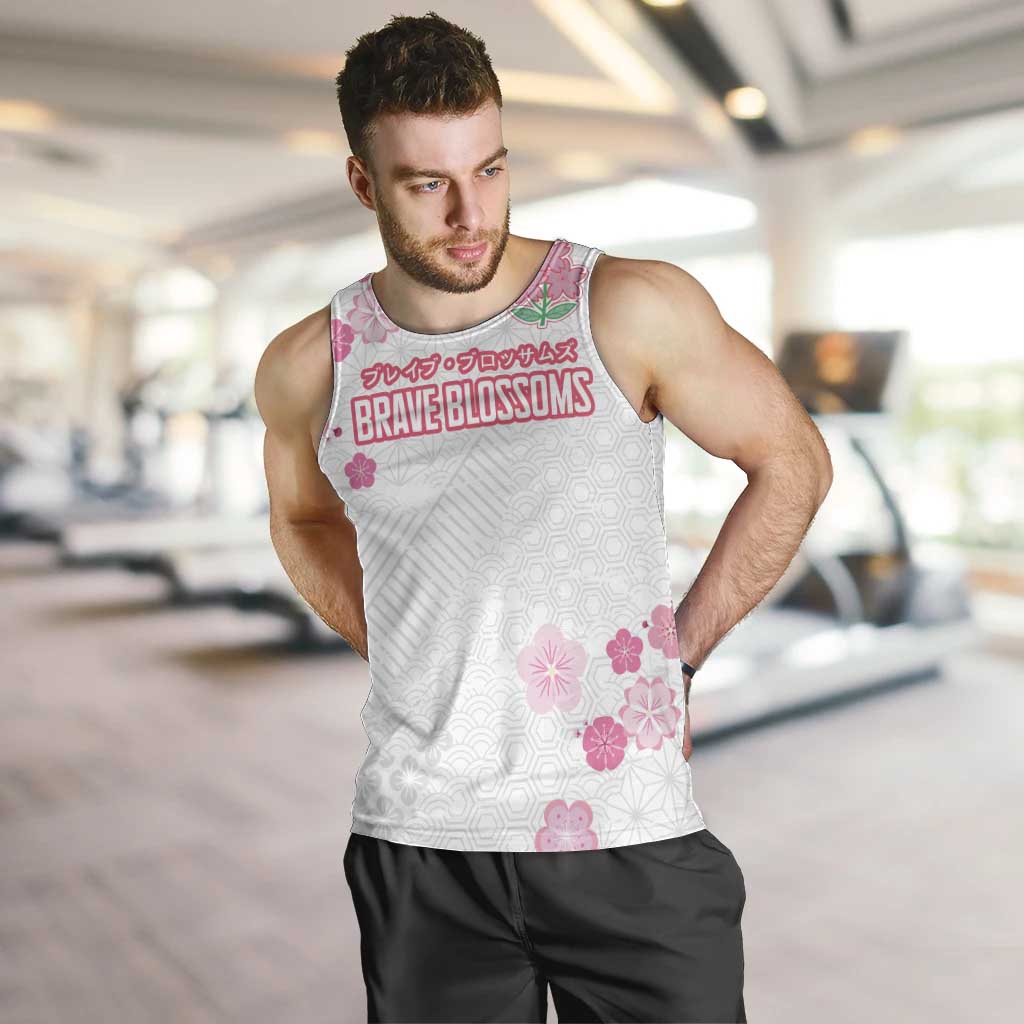 Custom Rugby Japan Men Tank Top The Champion Brave Blossoms White Color - Wonder Print Shop