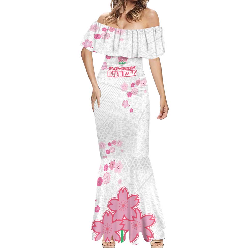 Custom Rugby Japan Mermaid Dress The Champion Brave Blossoms White Color - Wonder Print Shop