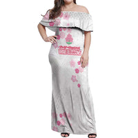 Custom Rugby Japan Off Shoulder Maxi Dress The Champion Brave Blossoms White Color - Wonder Print Shop