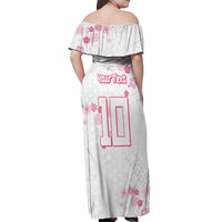Custom Rugby Japan Off Shoulder Maxi Dress The Champion Brave Blossoms White Color - Wonder Print Shop