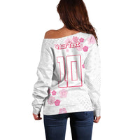 Custom Rugby Japan Off Shoulder Sweater The Champion Brave Blossoms White Color - Wonder Print Shop