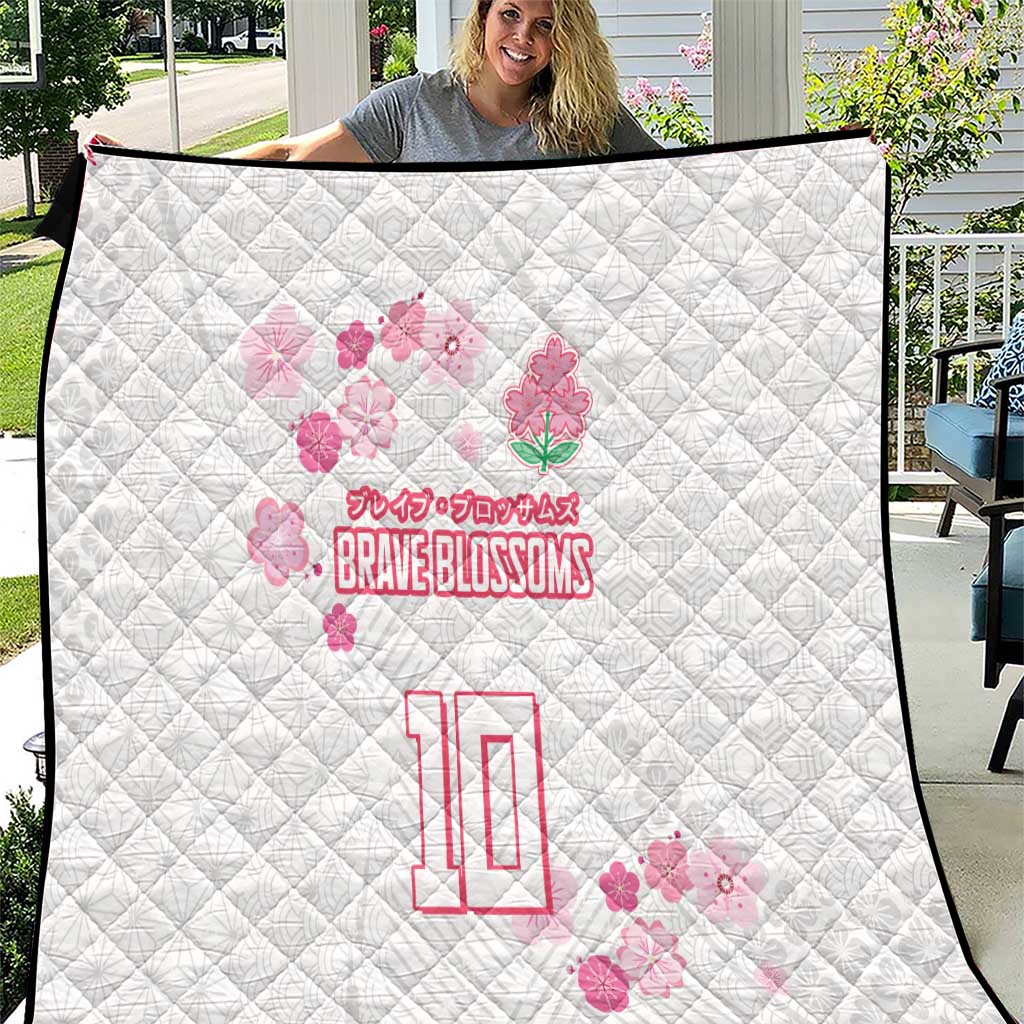 Custom Rugby Japan Quilt The Champion Brave Blossoms White Color - Wonder Print Shop
