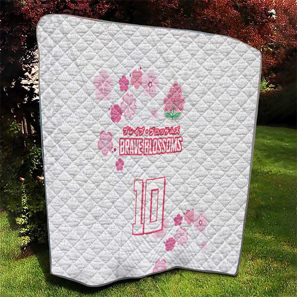 Custom Rugby Japan Quilt The Champion Brave Blossoms White Color - Wonder Print Shop