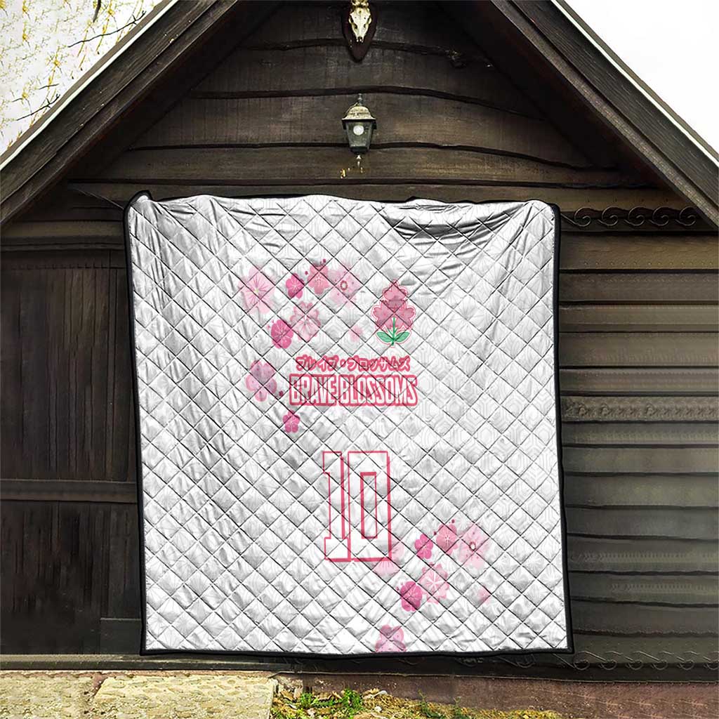 Custom Rugby Japan Quilt The Champion Brave Blossoms White Color - Wonder Print Shop