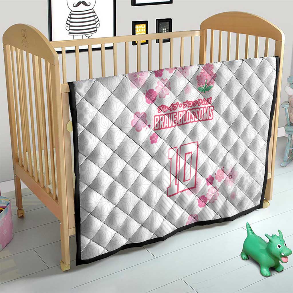 Custom Rugby Japan Quilt The Champion Brave Blossoms White Color - Wonder Print Shop