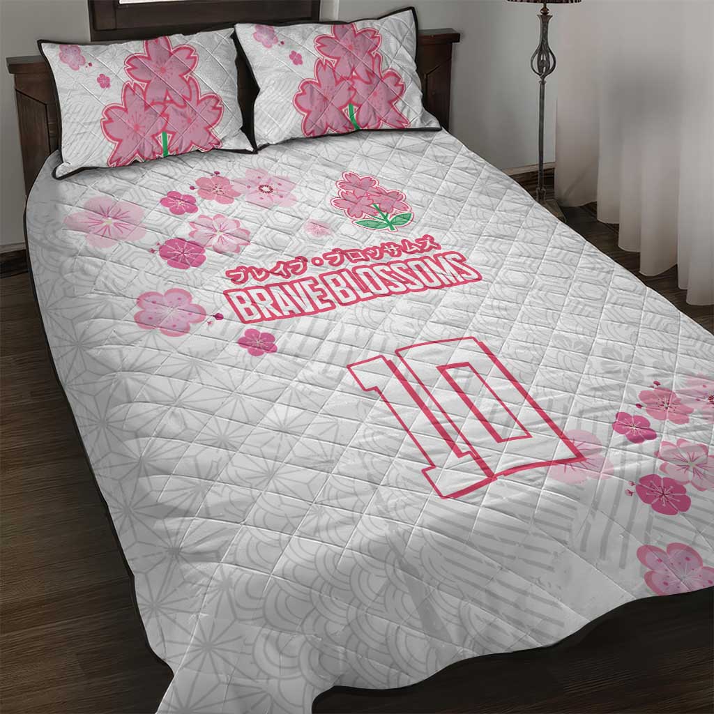 Custom Rugby Japan Quilt Bed Set The Champion Brave Blossoms White Color - Wonder Print Shop