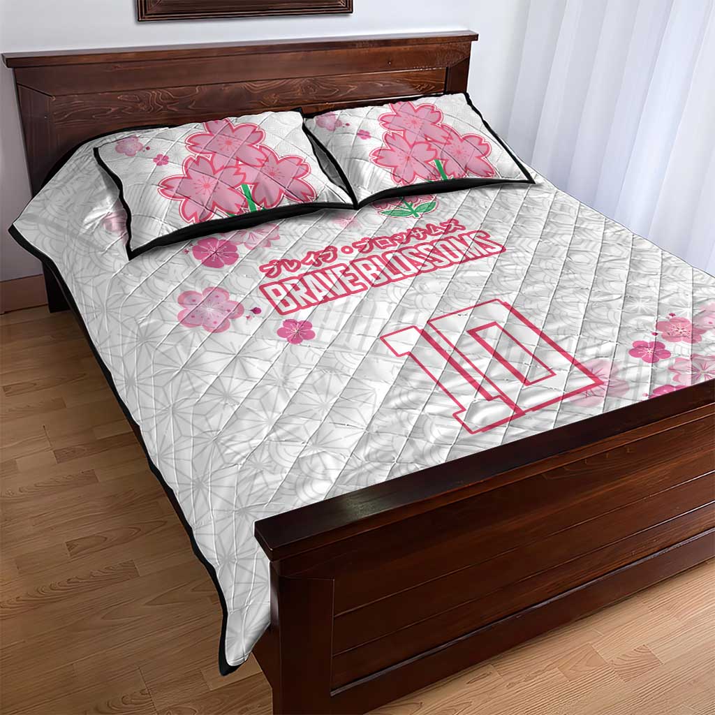 Custom Rugby Japan Quilt Bed Set The Champion Brave Blossoms White Color - Wonder Print Shop