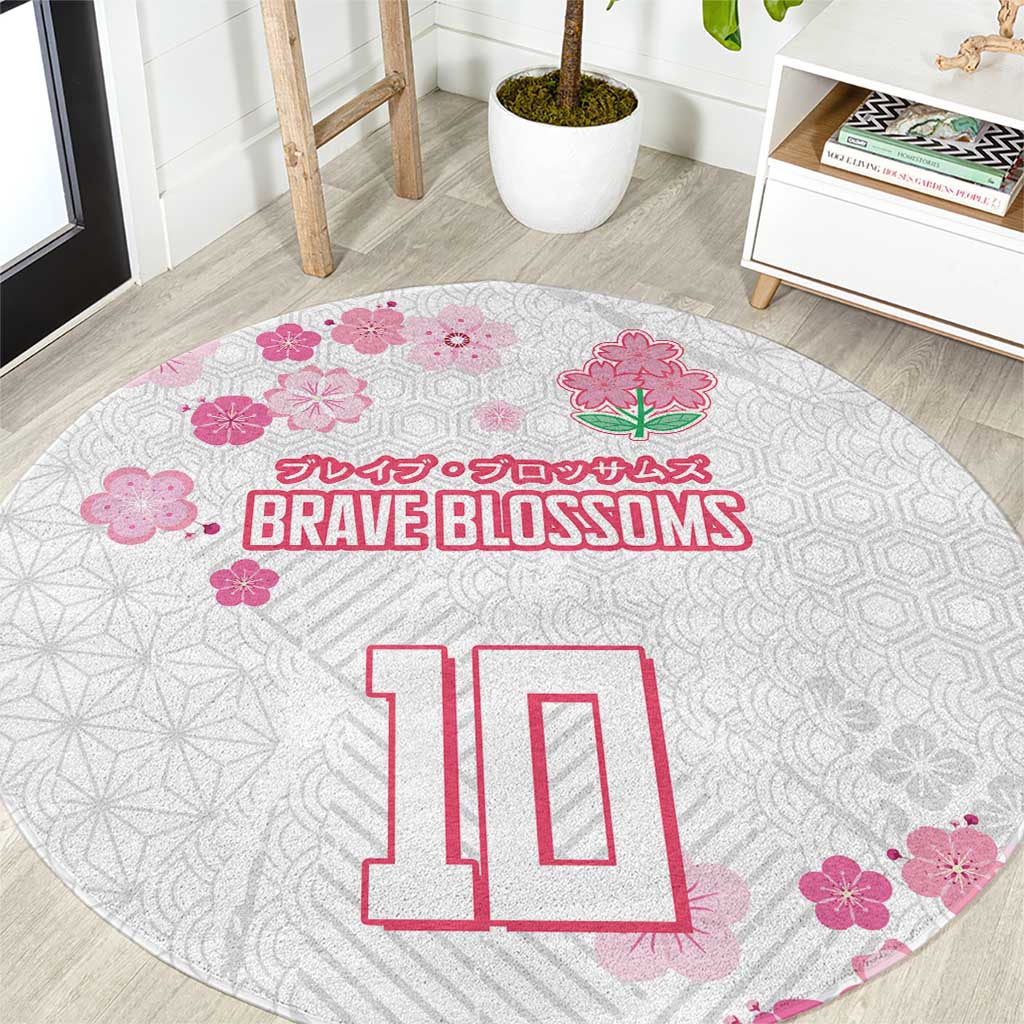 Custom Rugby Japan Round Carpet The Champion Brave Blossoms White Color - Wonder Print Shop