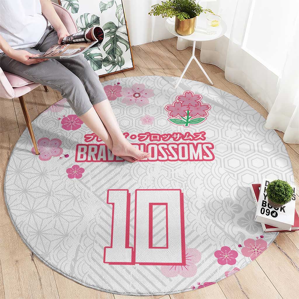 Custom Rugby Japan Round Carpet The Champion Brave Blossoms White Color - Wonder Print Shop