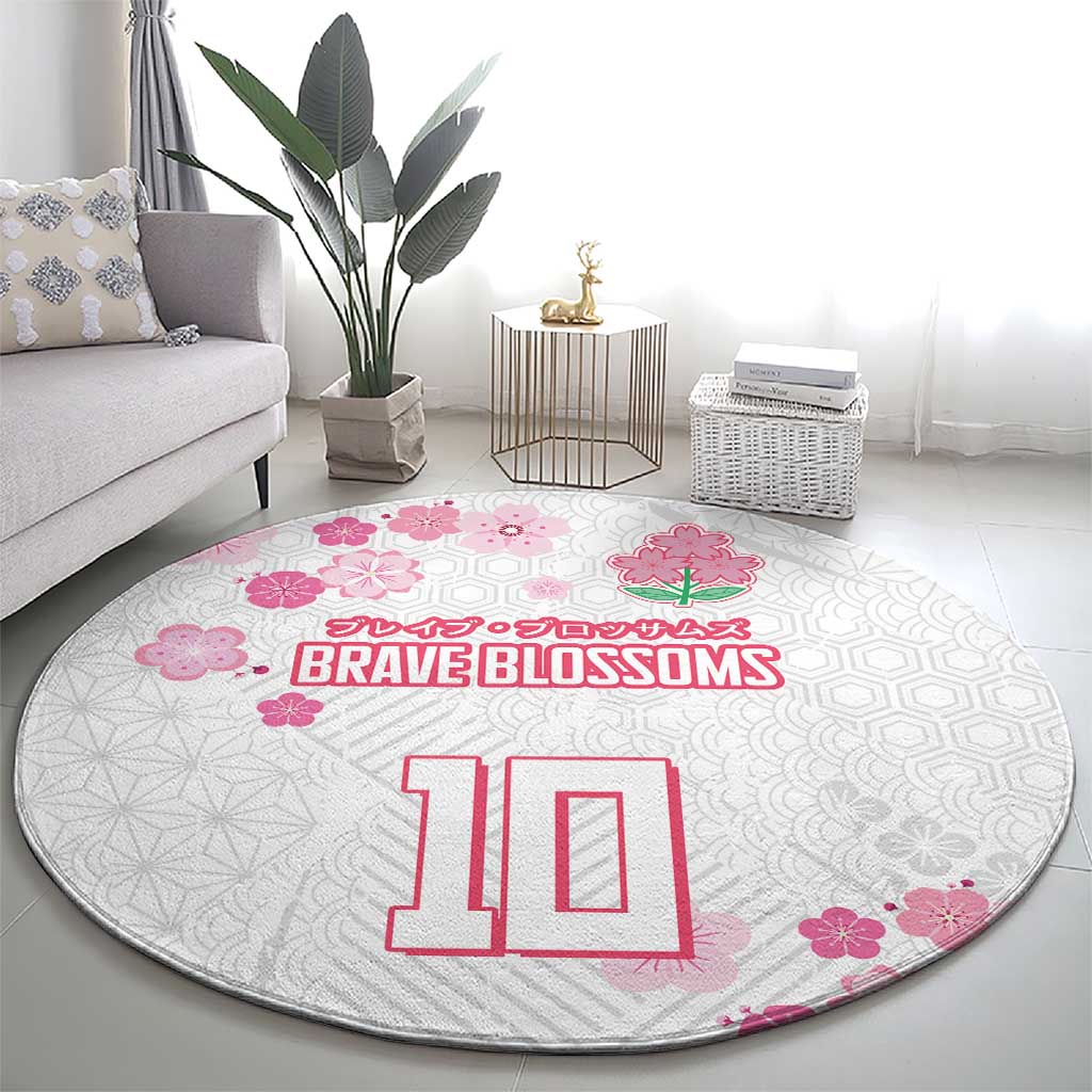 Custom Rugby Japan Round Carpet The Champion Brave Blossoms White Color - Wonder Print Shop