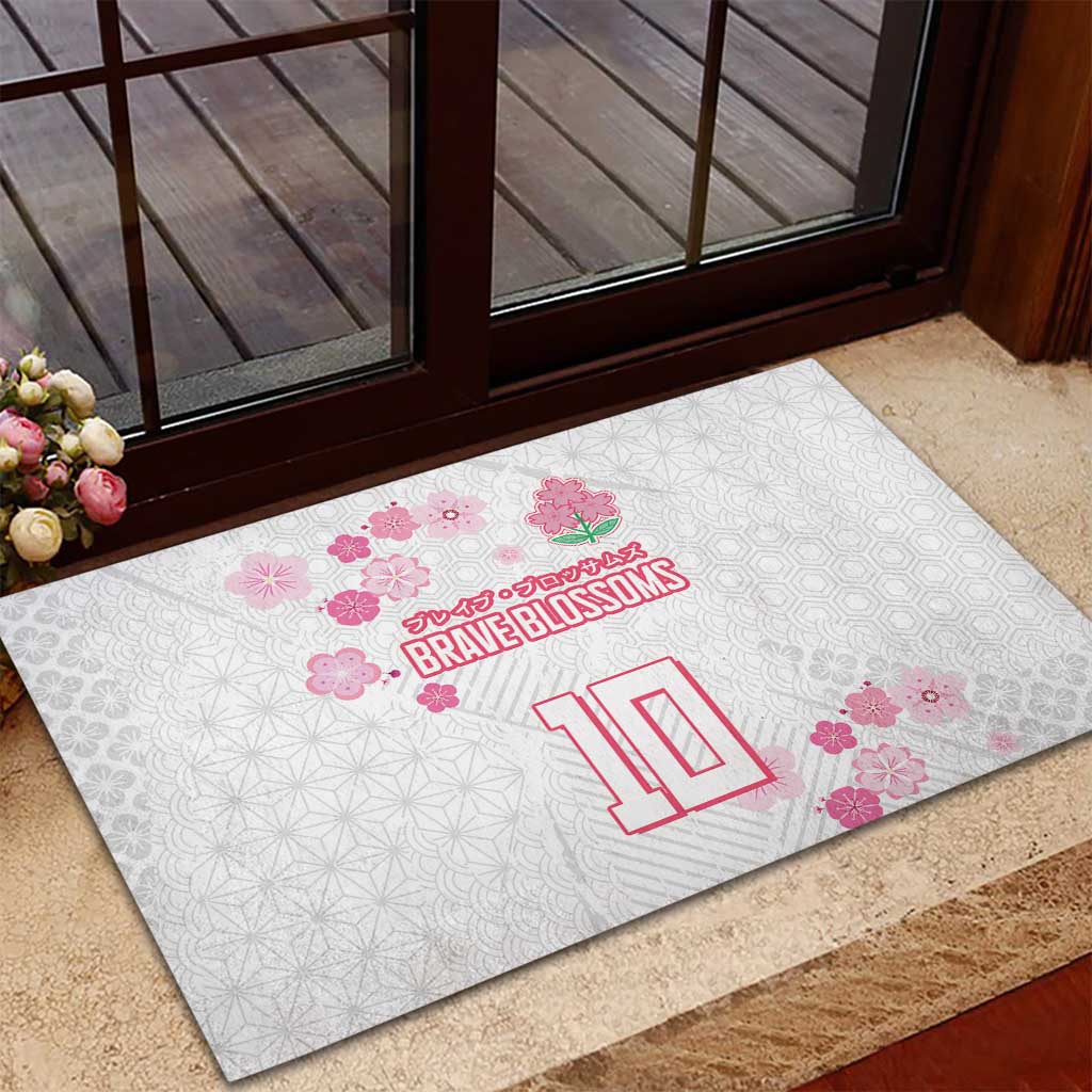 Custom Rugby Japan Rubber Doormat The Champion Brave Blossoms White Color - Wonder Print Shop