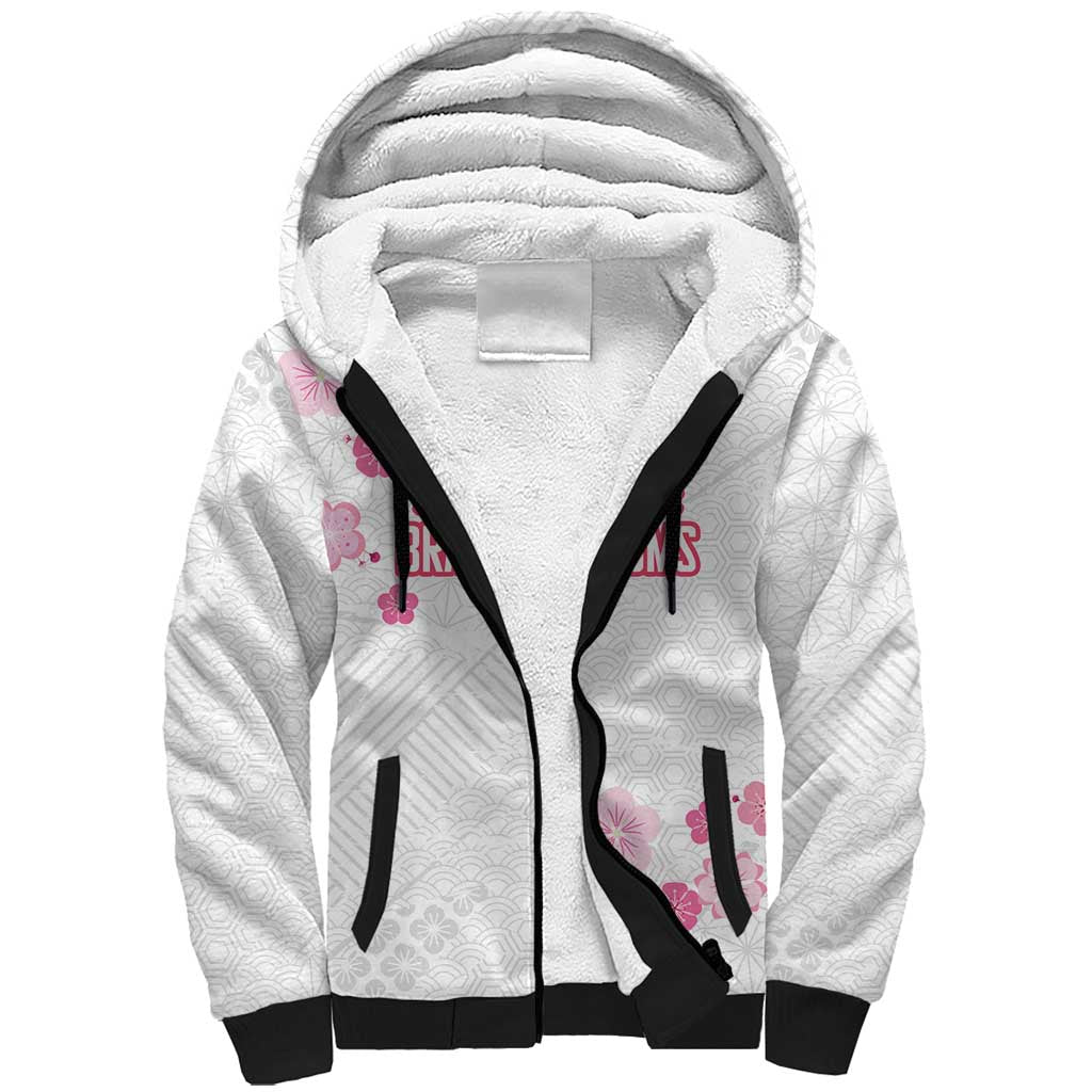 Custom Rugby Japan Sherpa Hoodie The Champion Brave Blossoms White Color - Wonder Print Shop