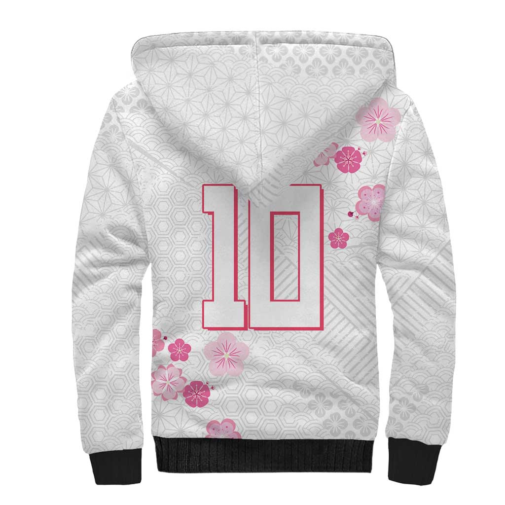 Custom Rugby Japan Sherpa Hoodie The Champion Brave Blossoms White Color - Wonder Print Shop