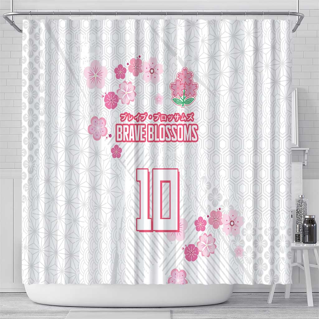 Custom Rugby Japan Shower Curtain The Champion Brave Blossoms White Color - Wonder Print Shop