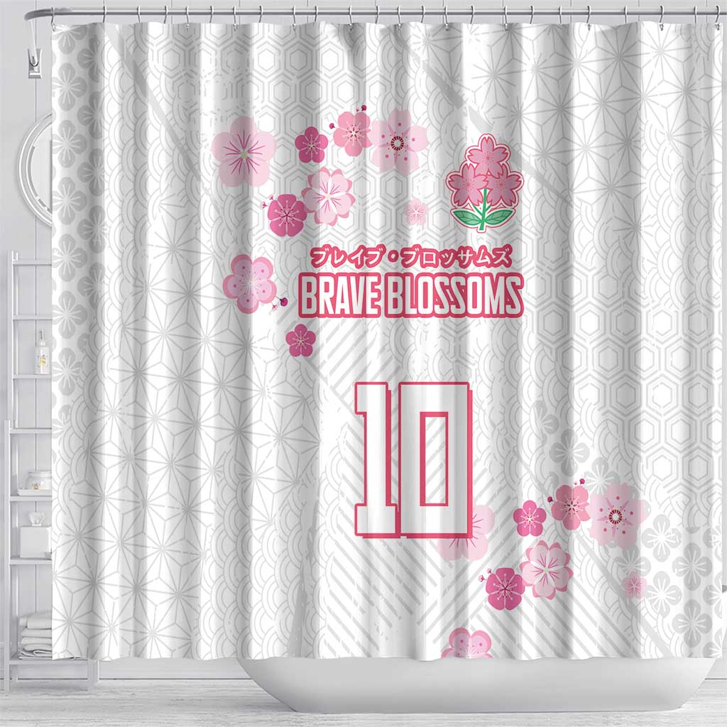 Custom Rugby Japan Shower Curtain The Champion Brave Blossoms White Color - Wonder Print Shop