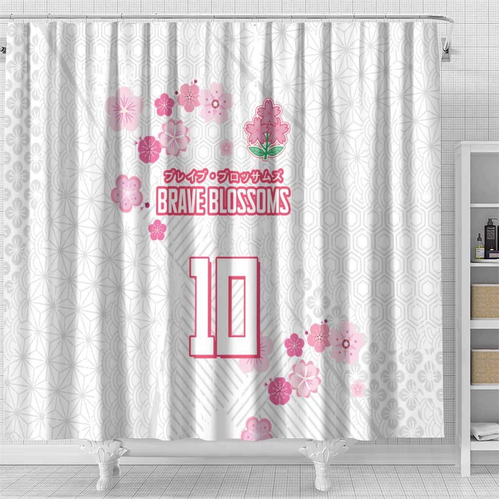 Custom Rugby Japan Shower Curtain The Champion Brave Blossoms White Color - Wonder Print Shop