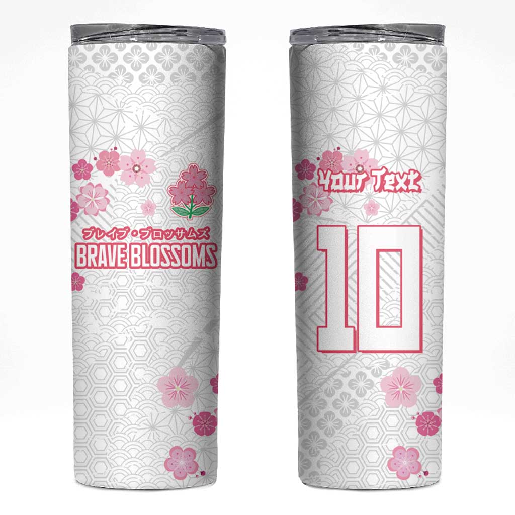 Custom Rugby Japan Skinny Tumbler The Champion Brave Blossoms White Color - Wonder Print Shop