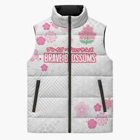 Custom Rugby Japan Sleeveless Puffer Jacket The Champion Brave Blossoms White Color - Wonder Print Shop